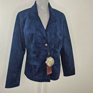 Armani A. Collezioni Collection Midnight Blue Suede  Blazer Jacket